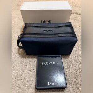 Dior Men's Black and Navy Toiletry Bag & savage cologne